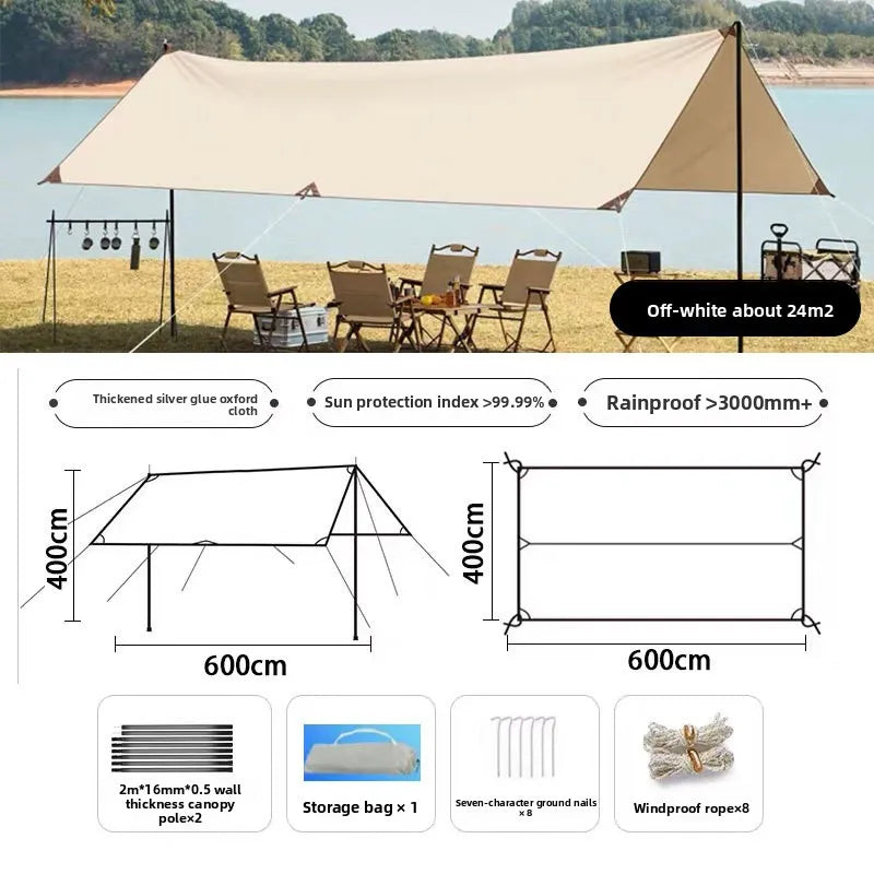 Outdoor Camping Sunshade Canopy Vinyl Outdoor Thickened Sunscreen Coating Camping Rainproof Square