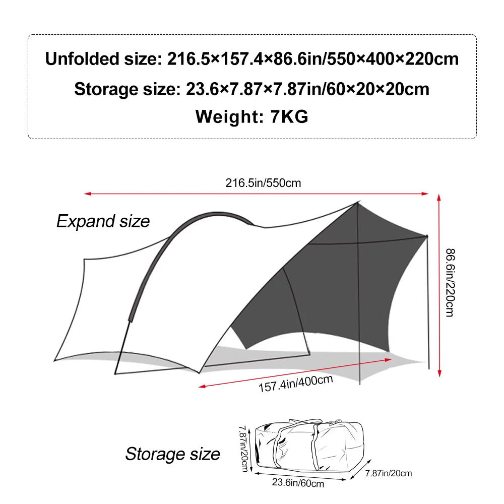 UPF50+ Lycra Beach Tent, Portable Sunshade Canopy with Sandbag Anchors, Windproof Outdoor Shelter for Camping, Fishing & Picnic