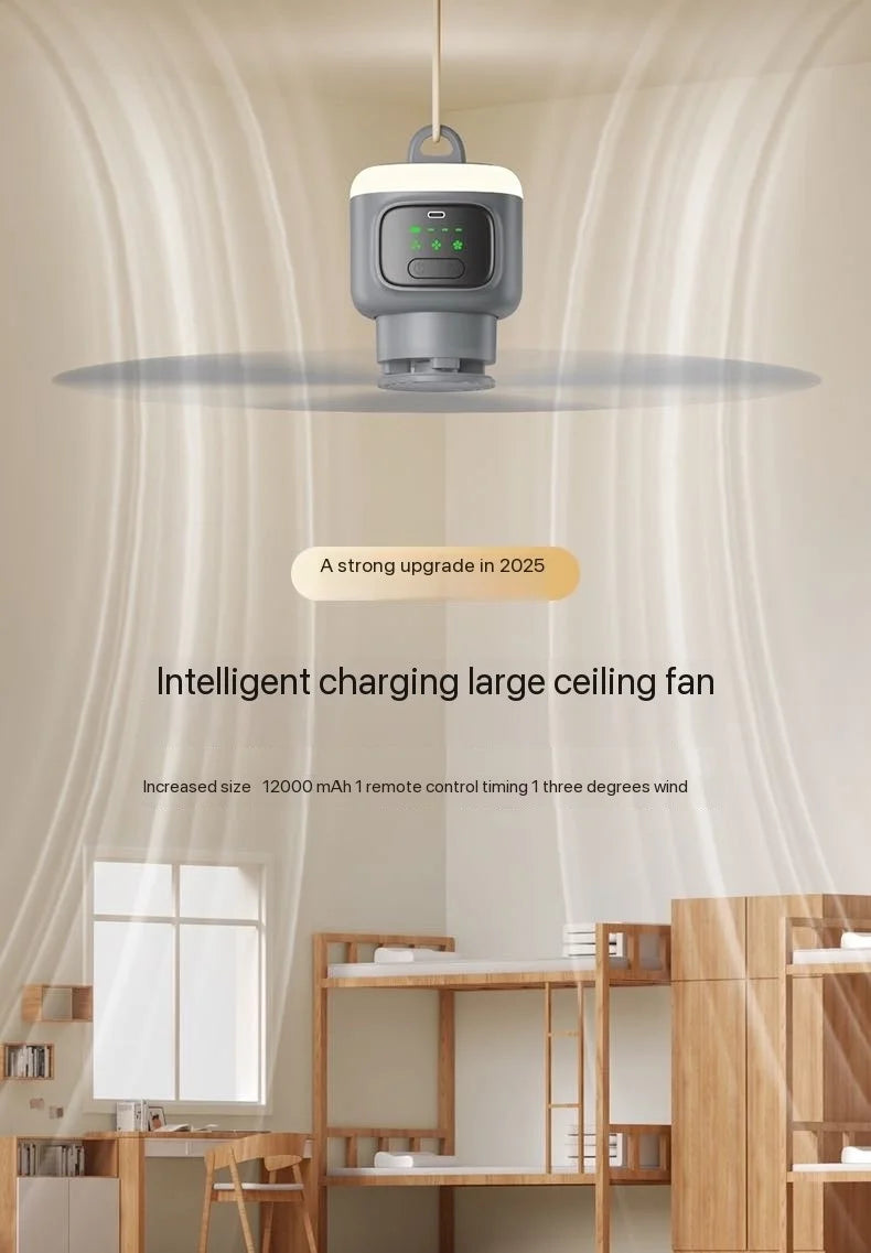 Remote Control Large Size Ceiling Fan USB Wireless Cooling Fan 12000\8000mAh Portable LED Night Light Camping Fan Ceiling Fan