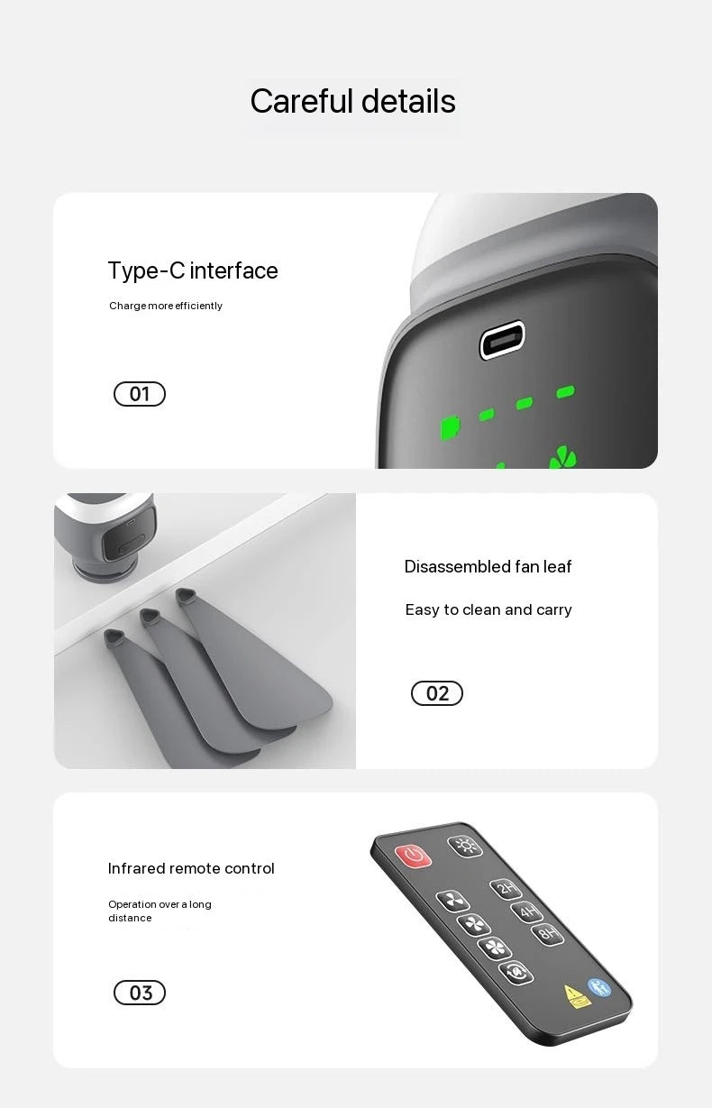 Remote Control Large Size Ceiling Fan USB Wireless Cooling Fan 12000\8000mAh Portable LED Night Light Camping Fan Ceiling Fan