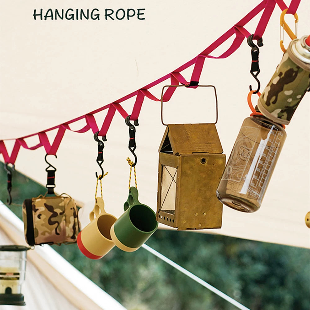 Adjustable Camping Hanging Rope For Tent Canopy -Portable Multi-Use Hiking Backpacking Campsite Gear Storage Accessories