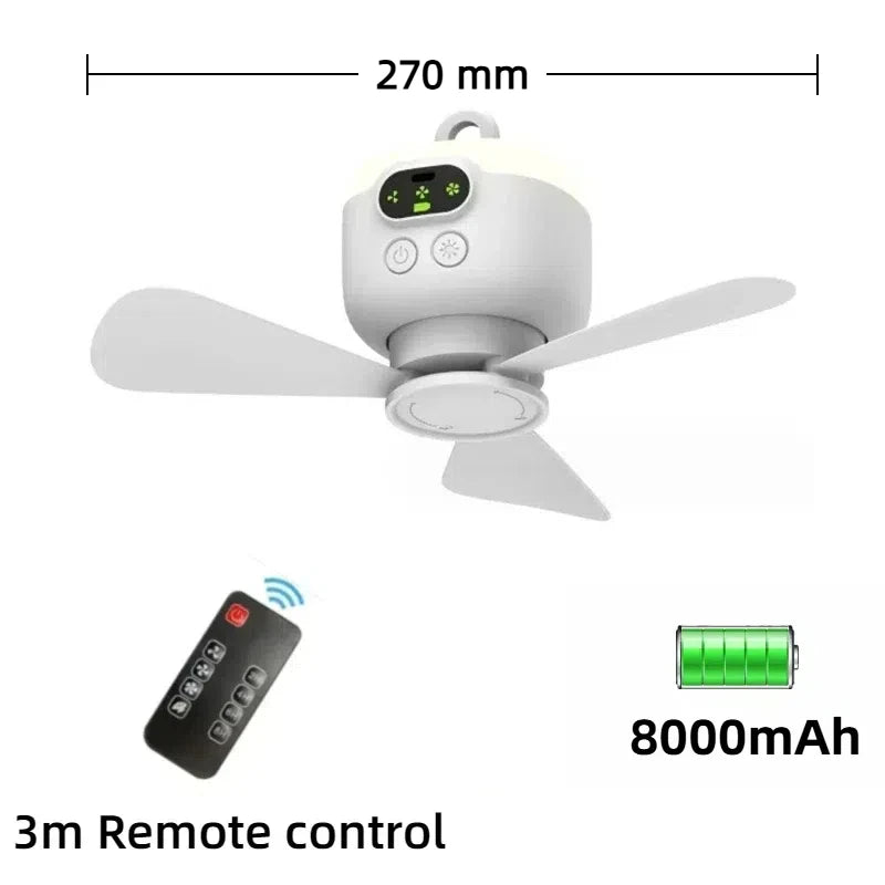 Remote Control Large Size Ceiling Fan USB Wireless Cooling Fan 12000\8000mAh Portable LED Night Light Camping Fan Ceiling Fan