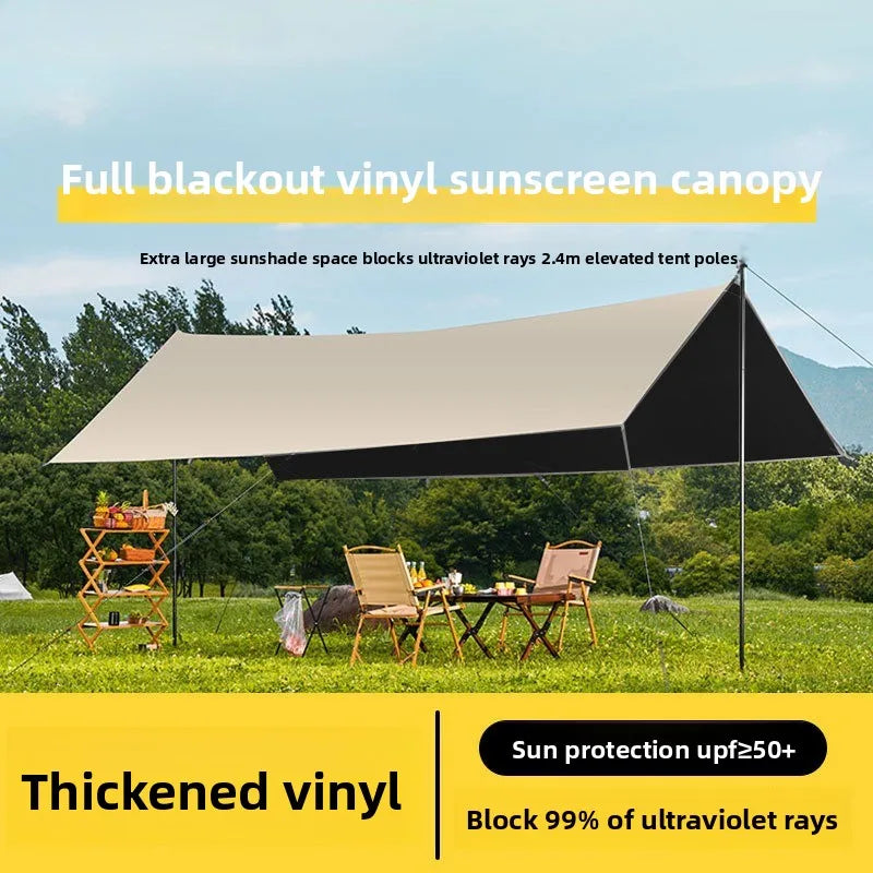Outdoor Camping Sunshade Canopy Vinyl Outdoor Thickened Sunscreen Coating Camping Rainproof Square
