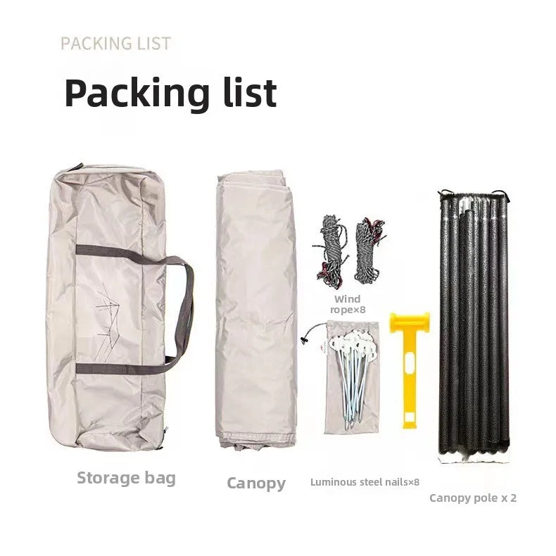 Outdoor Camping Sunshade Canopy Vinyl Outdoor Thickened Sunscreen Coating Camping Rainproof Square