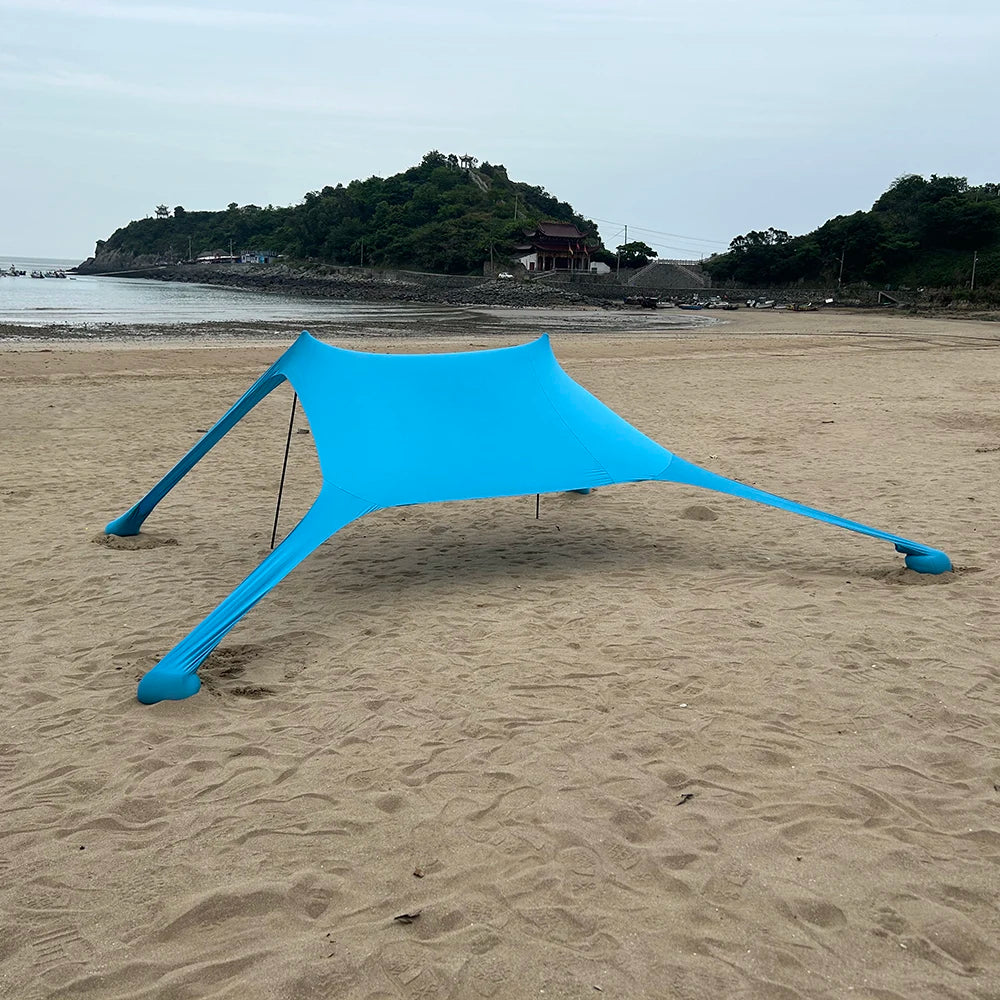 Camping Tent Outdoor Beach Awning UPF50+ Windproof All-in-One Beach Tent Portable Camping Picnic Outdoor Sun Protection Awning