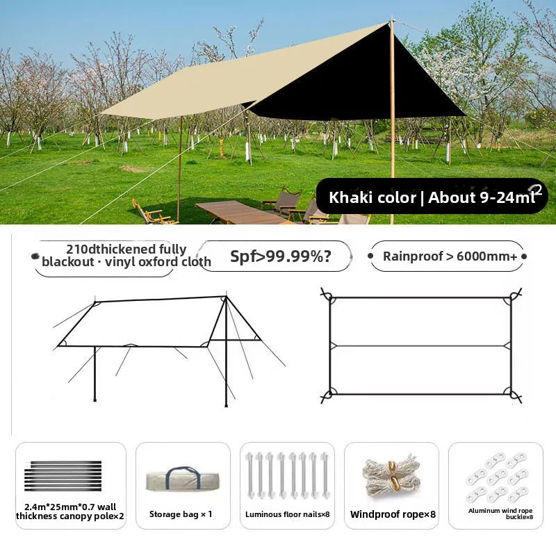 Outdoor Camping Sunshade Canopy Vinyl Outdoor Thickened Sunscreen Coating Camping Rainproof Square