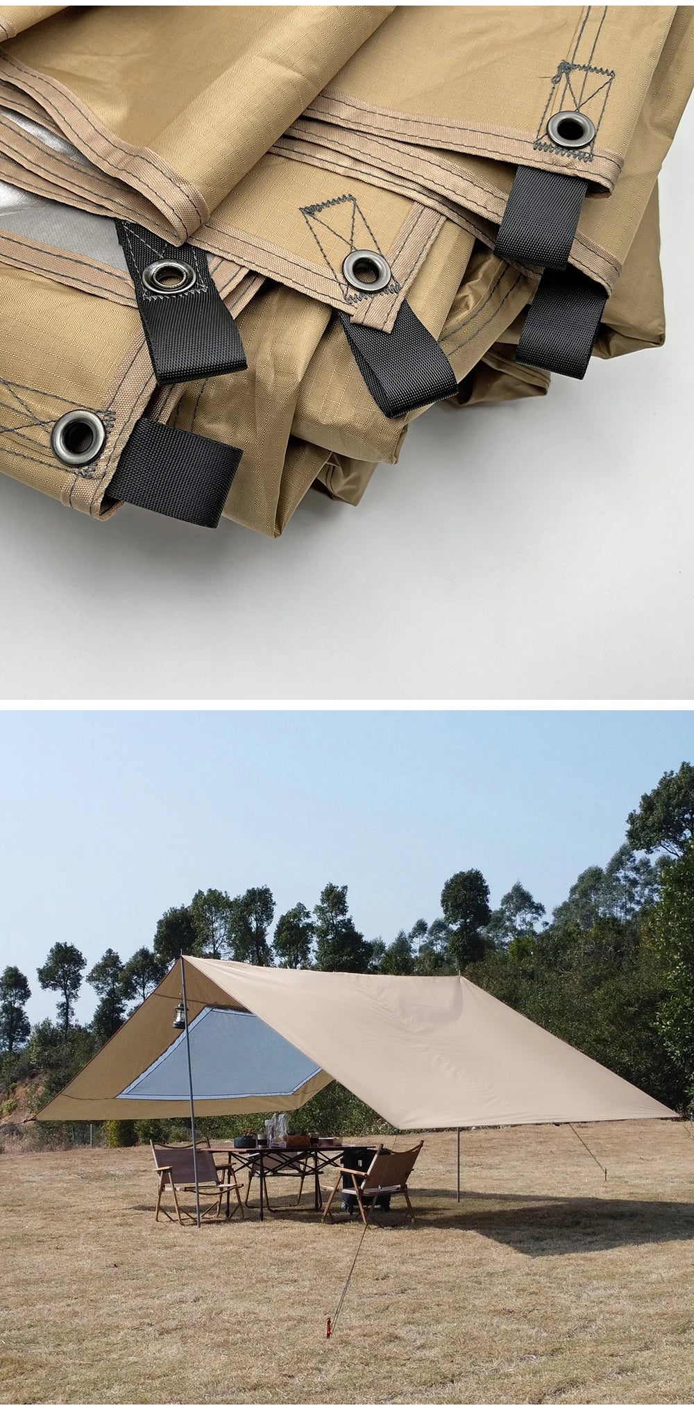 Car Tarp with Mesh Skylight Tent Camping SUV Car Awning Shelter Portable Canopy Waterproof Outdoor Shade Tourism Sun Shelter