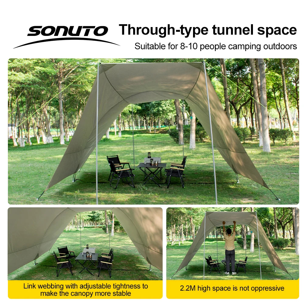 UPF50+ Lycra Beach Tent, Portable Sunshade Canopy with Sandbag Anchors, Windproof Outdoor Shelter for Camping, Fishing & Picnic