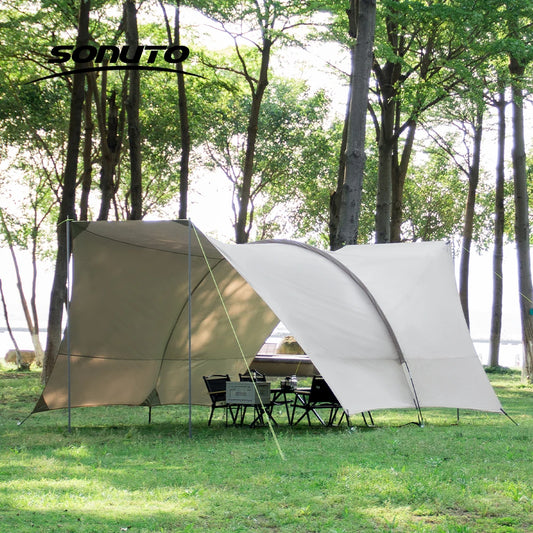 UPF50+ Lycra Beach Tent, Portable Sunshade Canopy with Sandbag Anchors, Windproof Outdoor Shelter for Camping, Fishing & Picnic