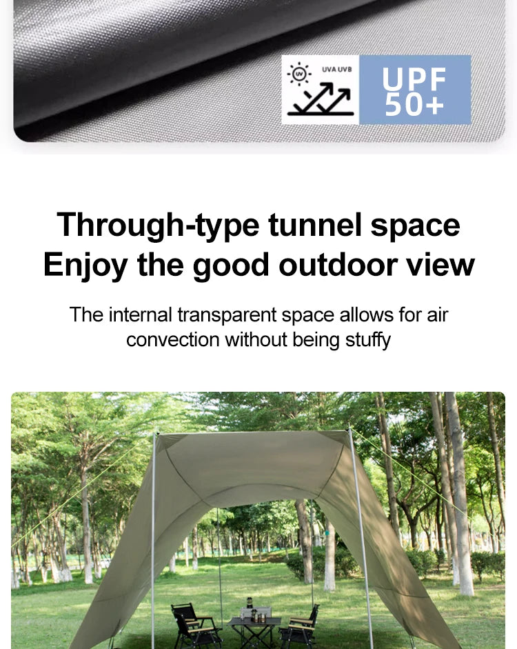 UPF50+ Lycra Beach Tent, Portable Sunshade Canopy with Sandbag Anchors, Windproof Outdoor Shelter for Camping, Fishing & Picnic