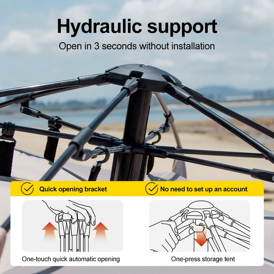 Sonuto Outdoor 3-4P One-Touch Camping Tent Quick Automatic Opening Beach Fishing Tent Family Travel Picnic Park Anti-UV Shade