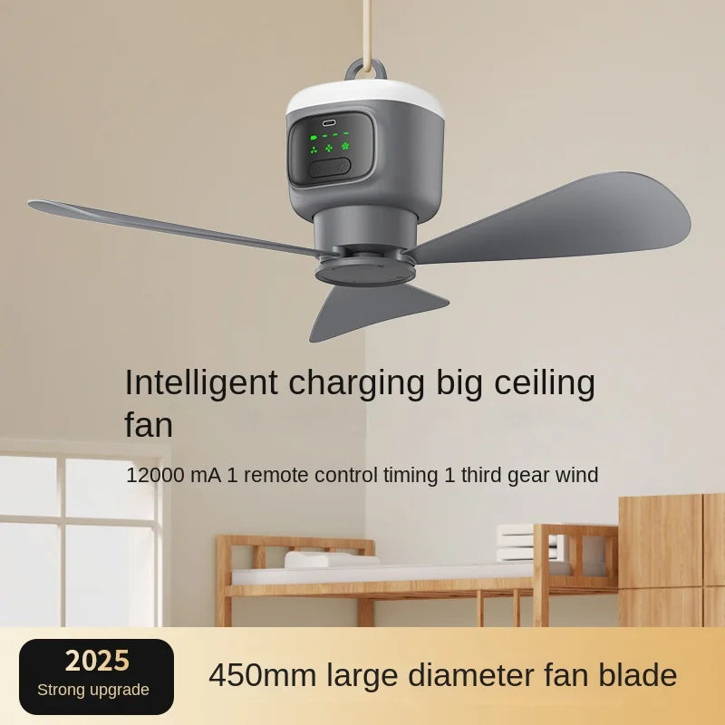 Remote Control Large Size Ceiling Fan USB Wireless Cooling Fan 12000\8000mAh Portable LED Night Light Camping Fan Ceiling Fan