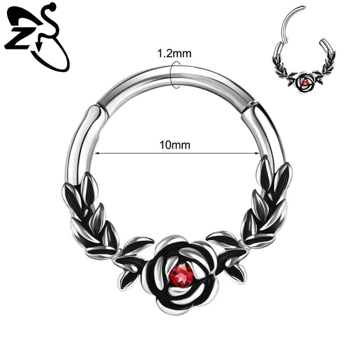 1 PC 16G Stainless Steel Nose Rings Cubic Zircon Septum Piercing Jewelry