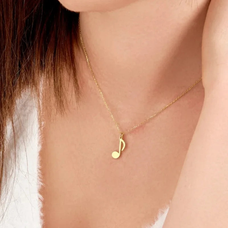 Stainless Steel Chain Necklace Music Note Necklace Musical Symbol