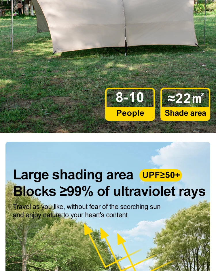 UPF50+ Lycra Beach Tent, Portable Sunshade Canopy with Sandbag Anchors, Windproof Outdoor Shelter for Camping, Fishing & Picnic