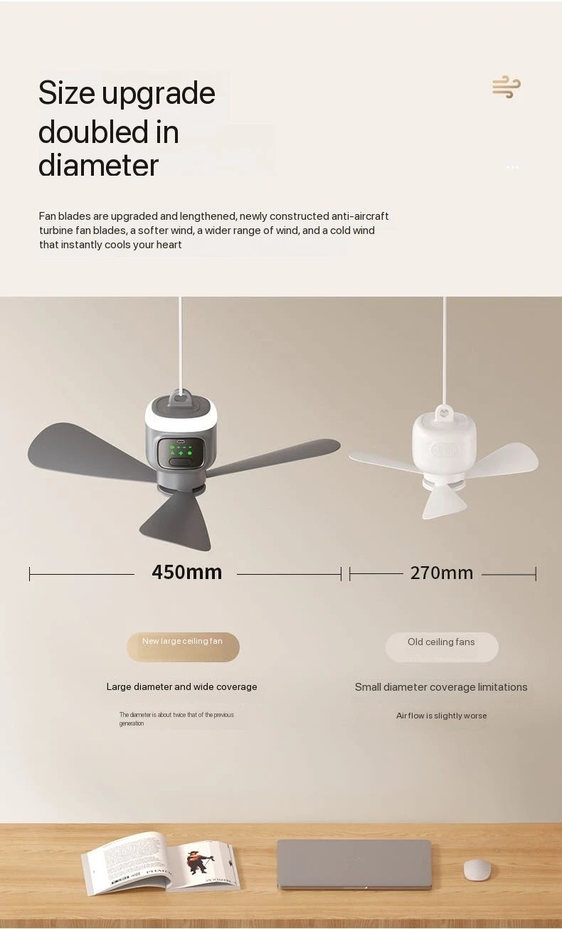 Remote Control Large Size Ceiling Fan USB Wireless Cooling Fan 12000\8000mAh Portable LED Night Light Camping Fan Ceiling Fan