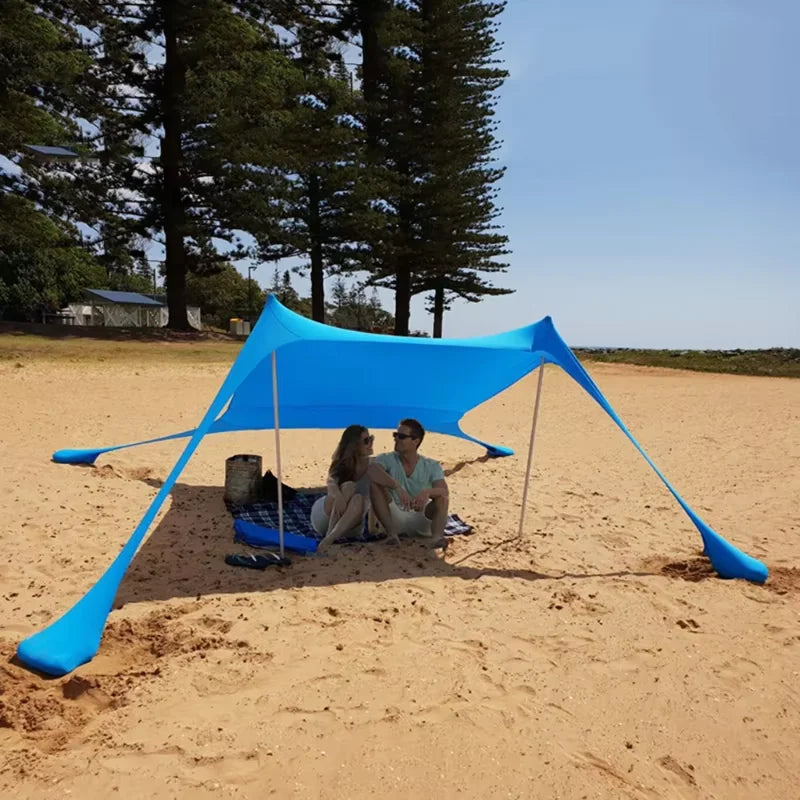 Camping Tent Outdoor Beach Awning UPF50+ Windproof All-in-One Beach Tent Portable Camping Picnic Outdoor Sun Protection Awning