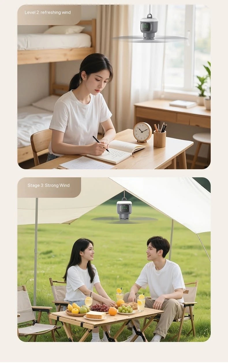 Remote Control Large Size Ceiling Fan USB Wireless Cooling Fan 12000\8000mAh Portable LED Night Light Camping Fan Ceiling Fan